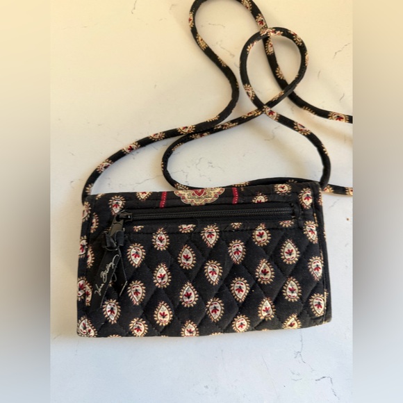 Vera Bradley wallet‎ ~black paisley vintage pattern~ with crossbody strap - Picture 3 of 7